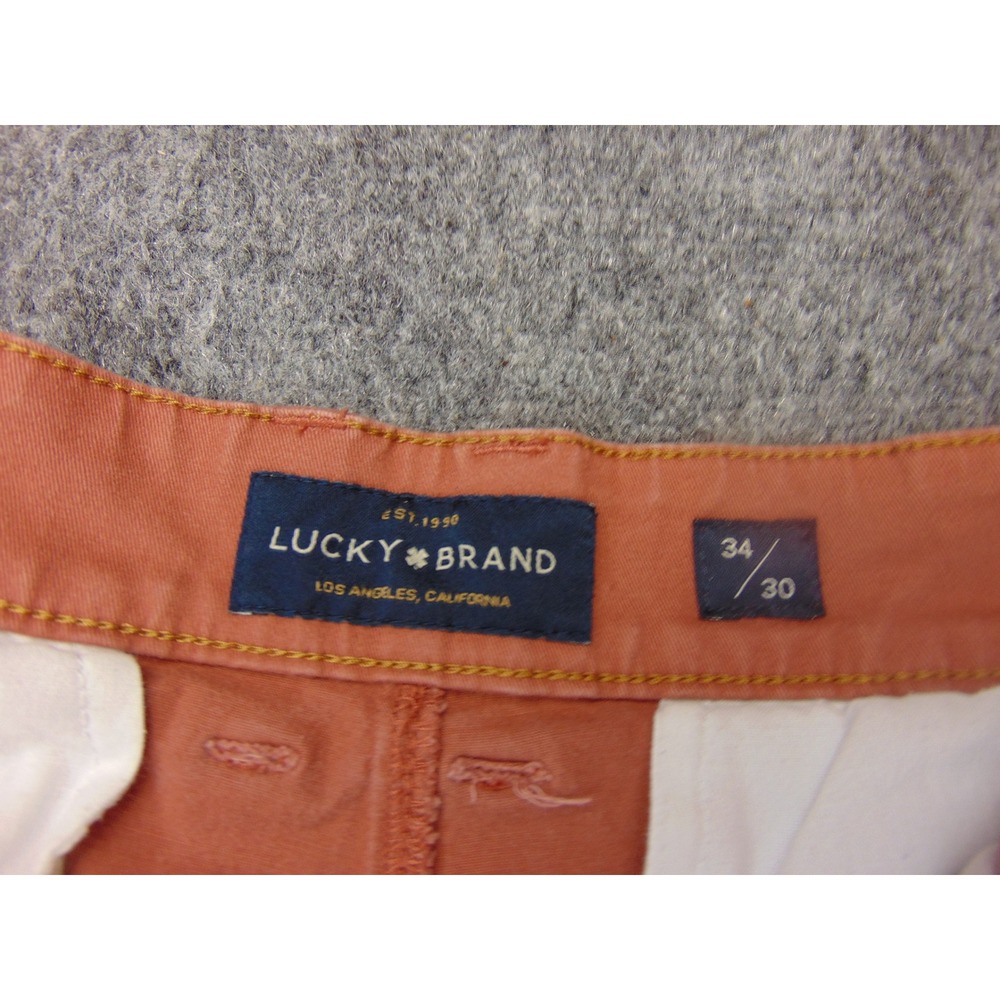 Lucky Brand 410 Athletic Chino Mens 34x30 Orange Casual Preppy Coastal - Picture 8 of 11